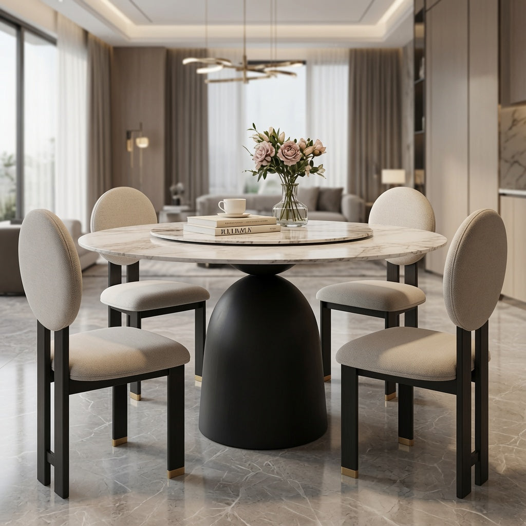 Juego de comedor minimalista Andrea TU MESITA 4 sillas Negro Blanco