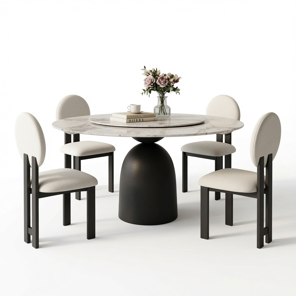 Juego de comedor minimalista Andrea TU MESITA 4 sillas Negro Blanco
