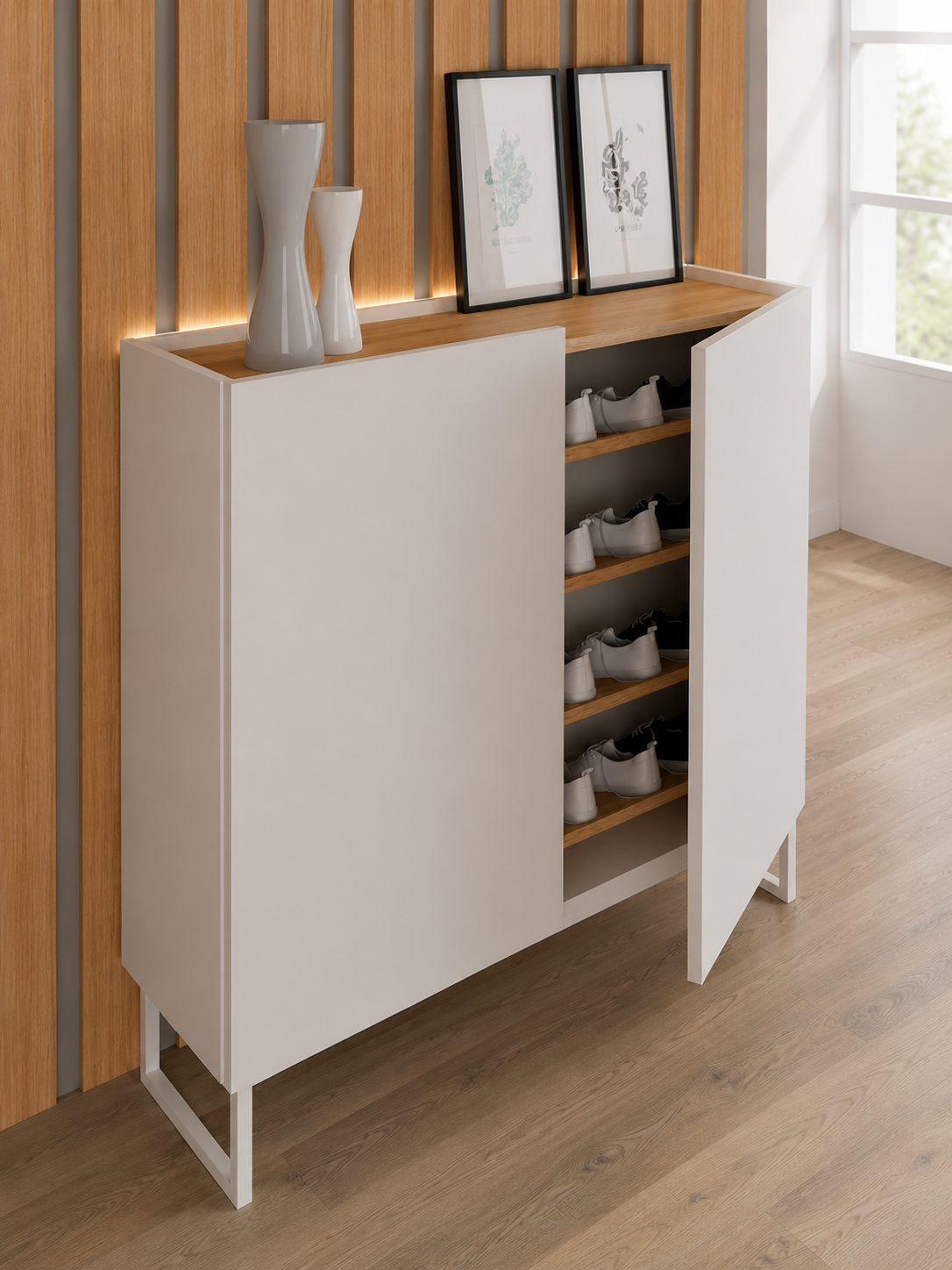 Zapatera Minimalista Arequipa color Blanco 2 puertas TU MESITA