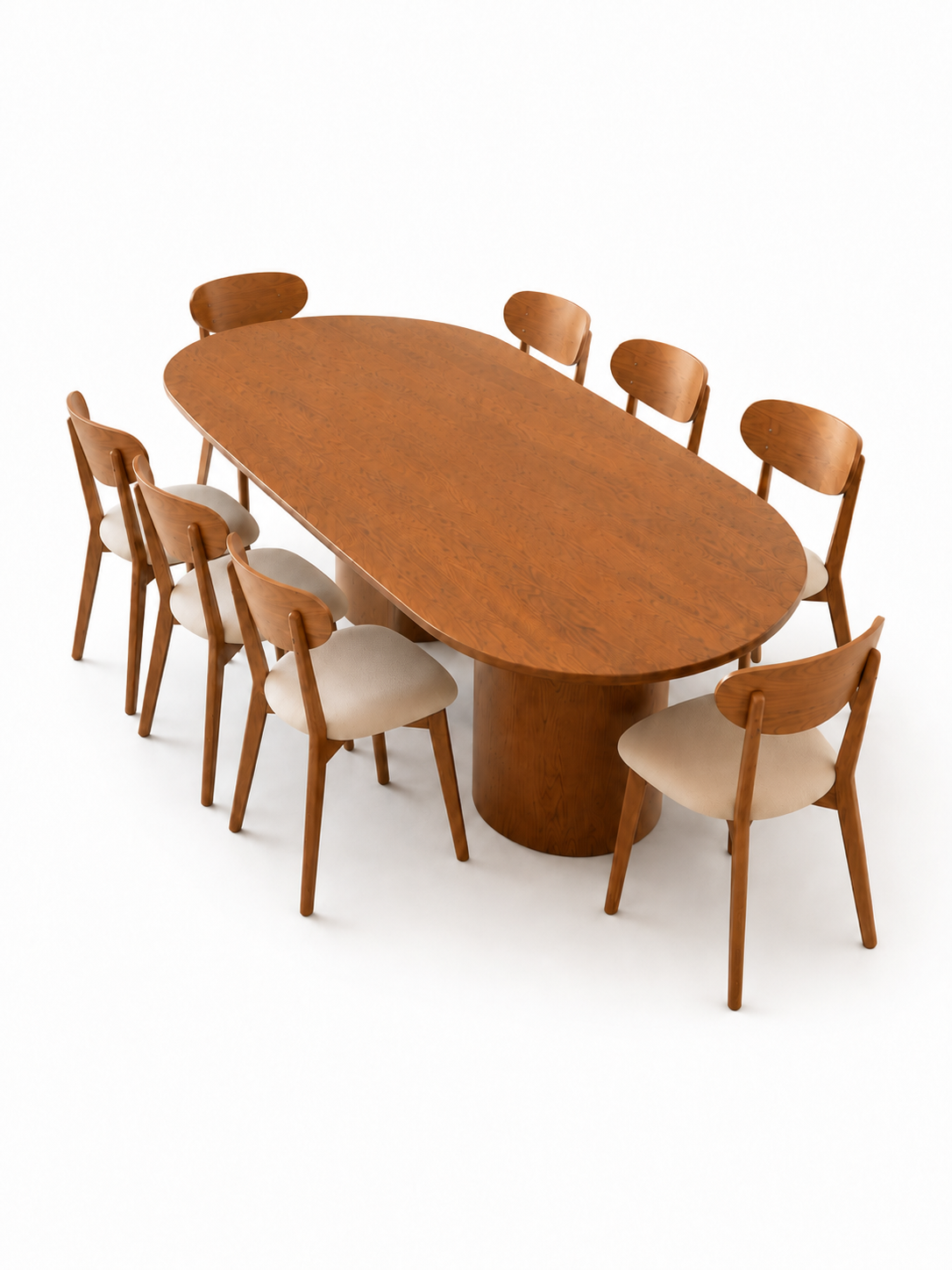 Juego De Comedor TU MESITA Verona Elegante En Madera Natural Con 8 Sillas Orejón