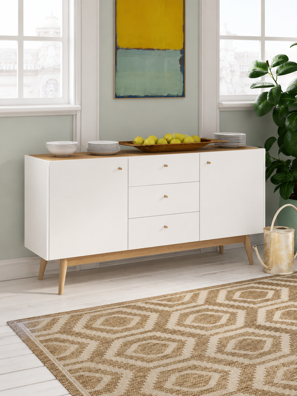 Recibidor Contemporáneo Zharik Blanco 160 cm TU MESITA