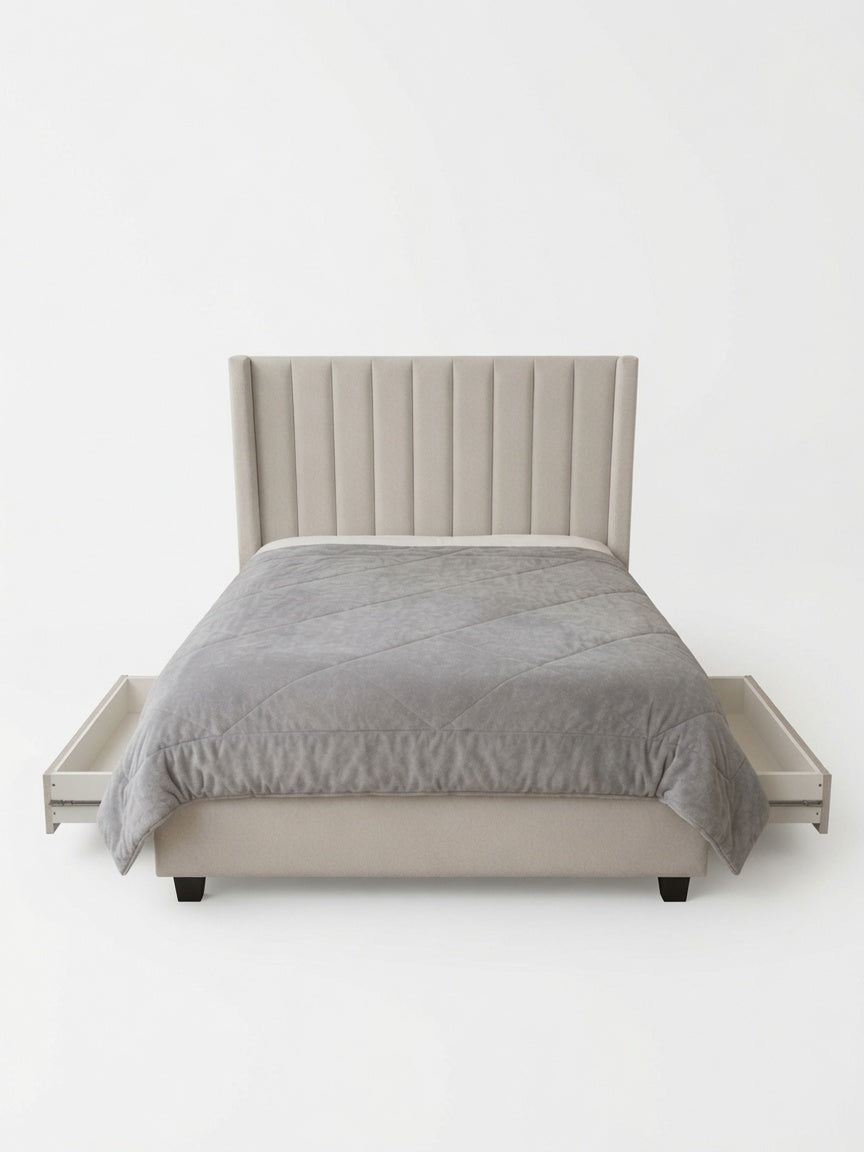 Cama Box Odette Contemporáneo King Beige Claro Tarima + Cabecera