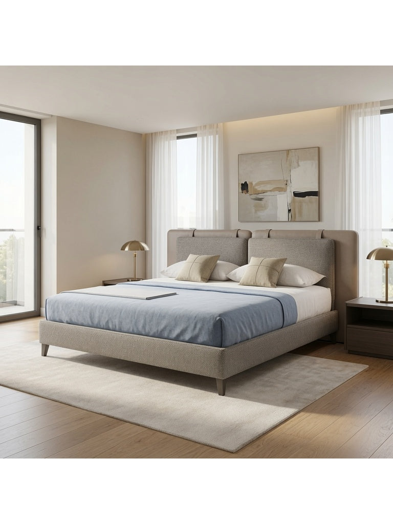 Cama Box Thalia Queen Taupe Tarima + Cabecera TU MESITA