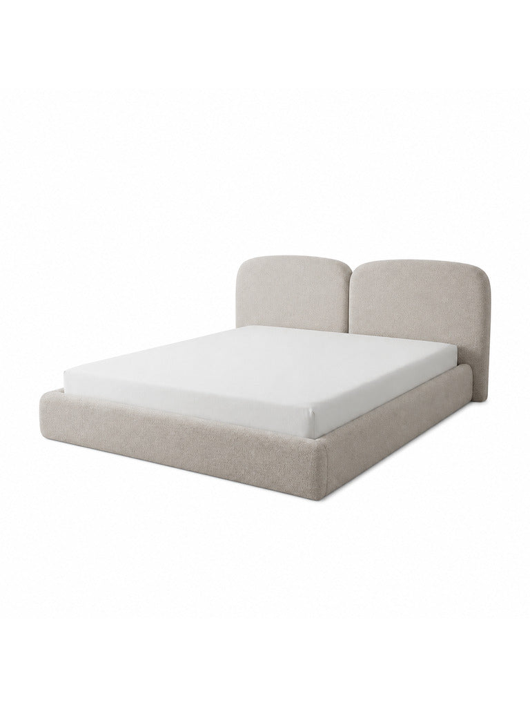 Cama Box Alina con Alero 2 Plazas Beige Claro Tarima + Cabecera TU MESITA