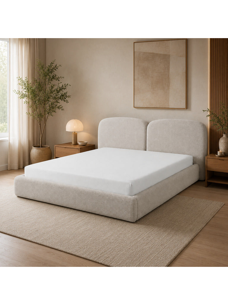 Cama Box Alina con Alero 2 Plazas Beige Claro Tarima + Cabecera TU MESITA