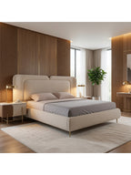 Cama Box Renee con Alero 2 Plazas Taupe Tarima + Cabecera TU MESITA