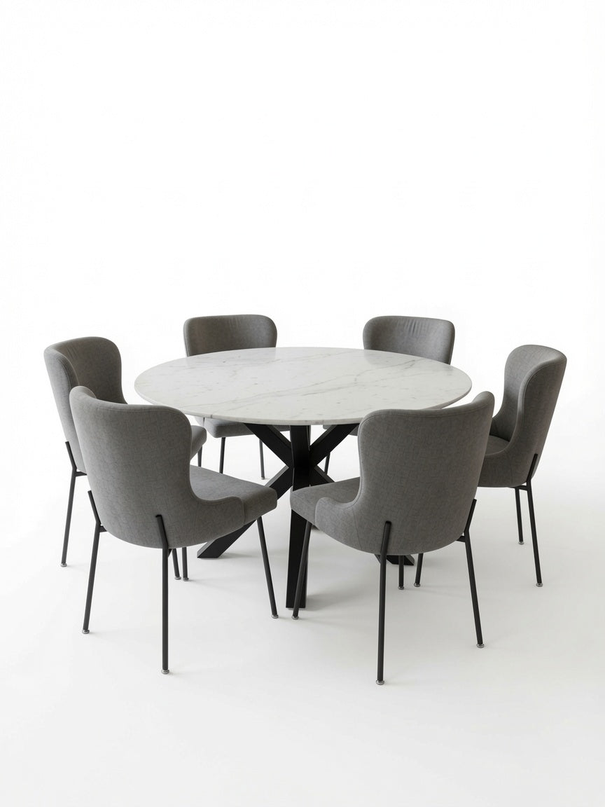 Juego de Comedor Odette 6 Sillas con Piedra Sinterizada TU MESITA