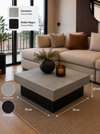 Mesa de Centro Moderna Nero TU MESITA Cemento y Roble Negro