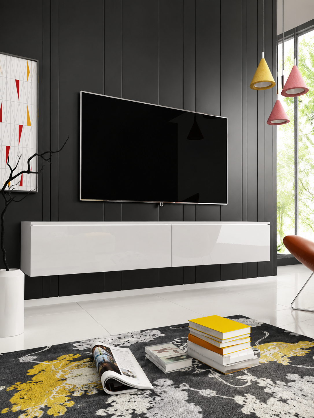 Mueble para Tv flotante 2 puertas Elvira color Blanco TU MESITA