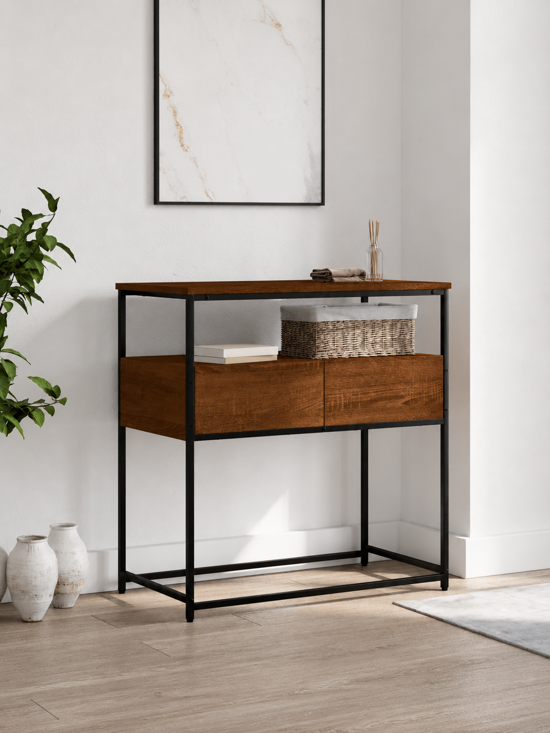 Mesa Consola Magnum color Marrón 2 cajones TU MESITA