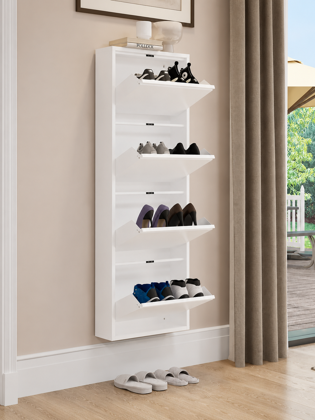 ZAPATERA FLOTANTE YIRA COLOR BLANCO 4 PUERTAS TU MESITA