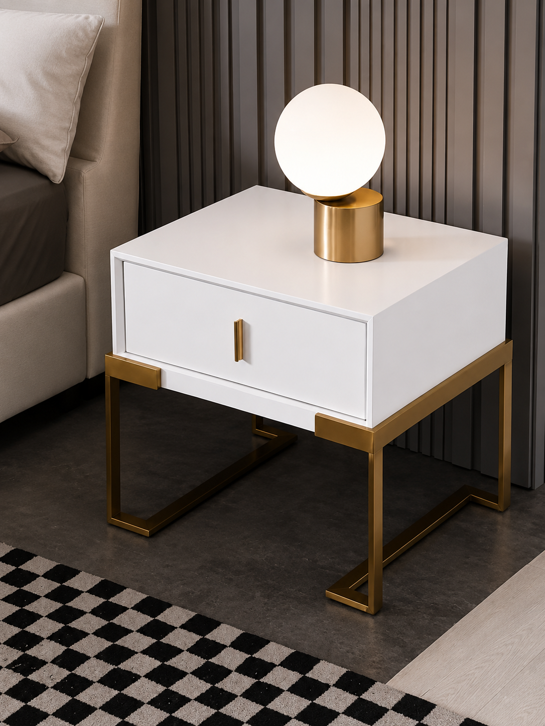 Velador Contemporáneo Luxury Blanco 60cm TU MESITA