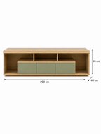 Mesa de TV Minimalista Kaori Rovere y Agave 200 cm de largo