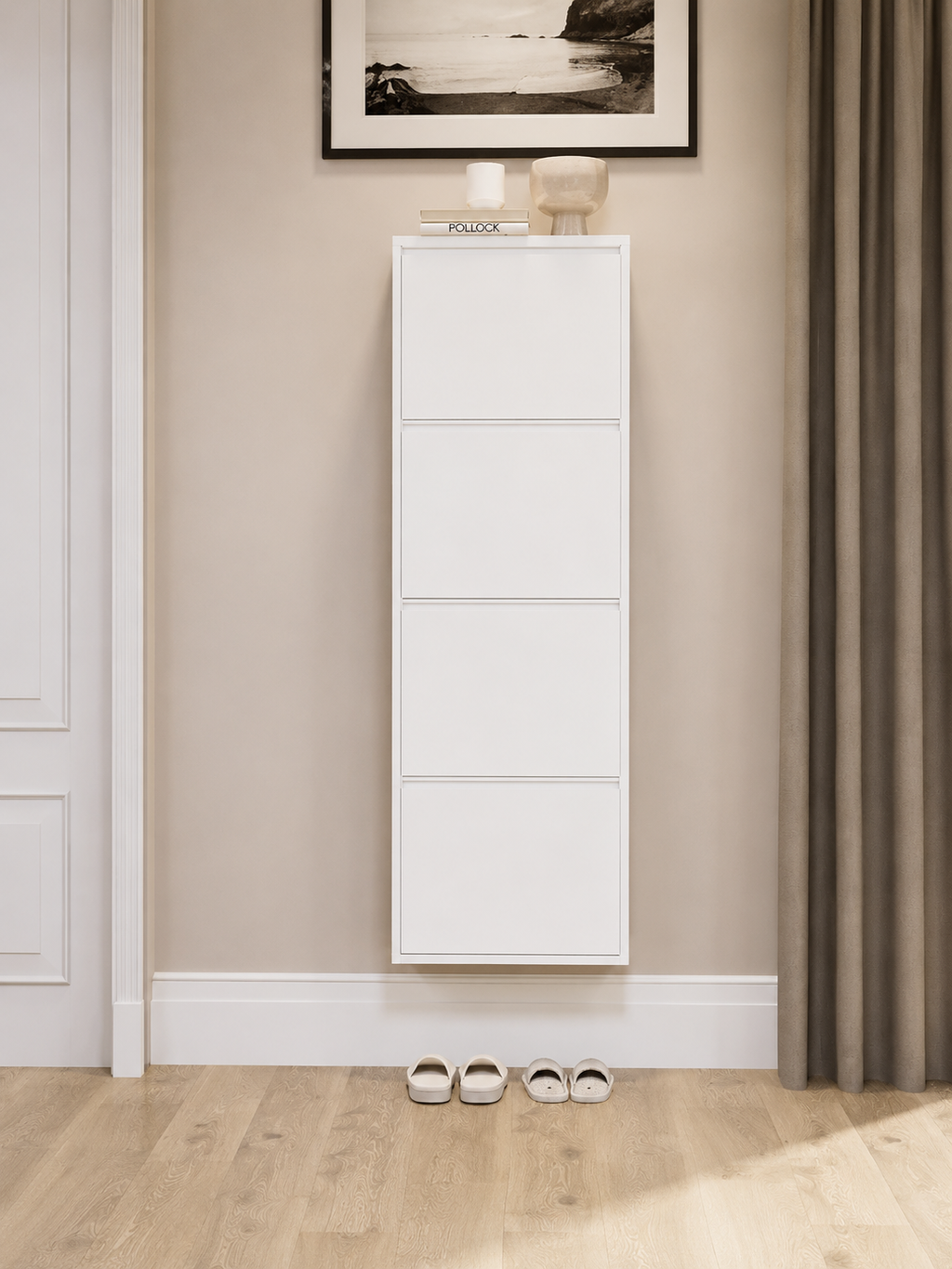 ZAPATERA FLOTANTE YIRA COLOR BLANCO 4 PUERTAS TU MESITA