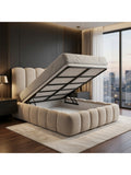 Cama Box Oriana Hidráulica King Beige Tarima + Cabecera + Sistema Hidráulico TU MESITA