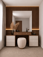 Tocador Moderno Kari TU MESITA con Espejo XL y Wallpanel Listonado Catania y Capri