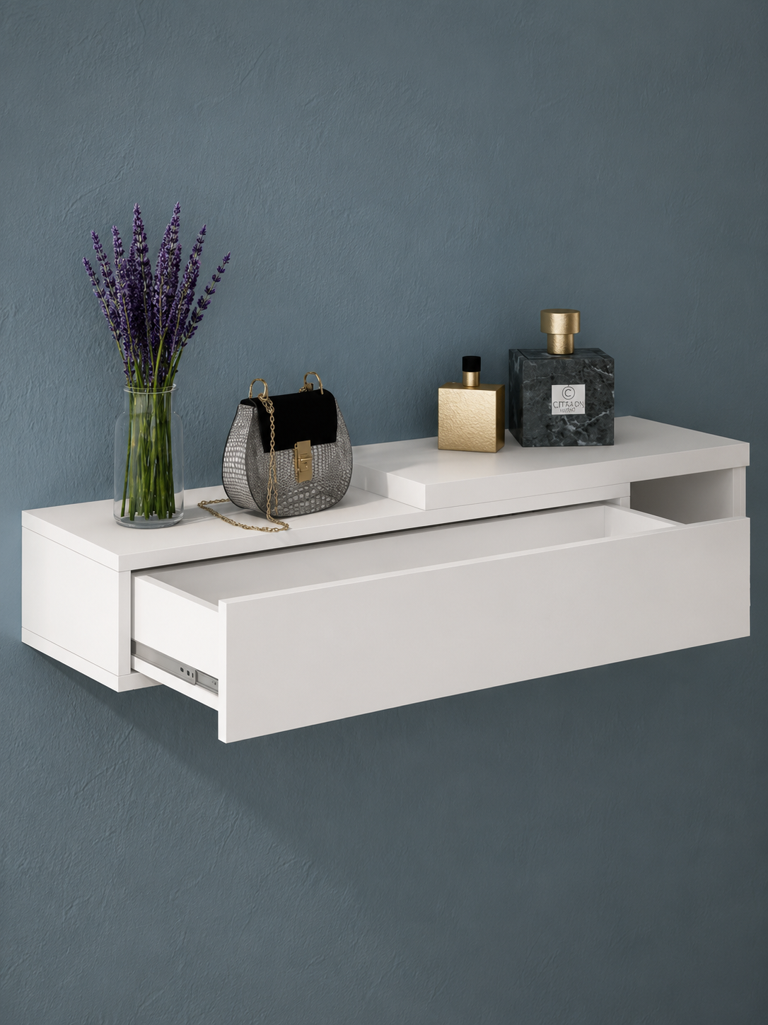 Recibidor Flotante Aura con Espejo color Blanco TU MESITA