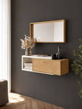 Moderna Consola Flotante Ibis 1 puerta color Blanco/Natural TU MESITA
