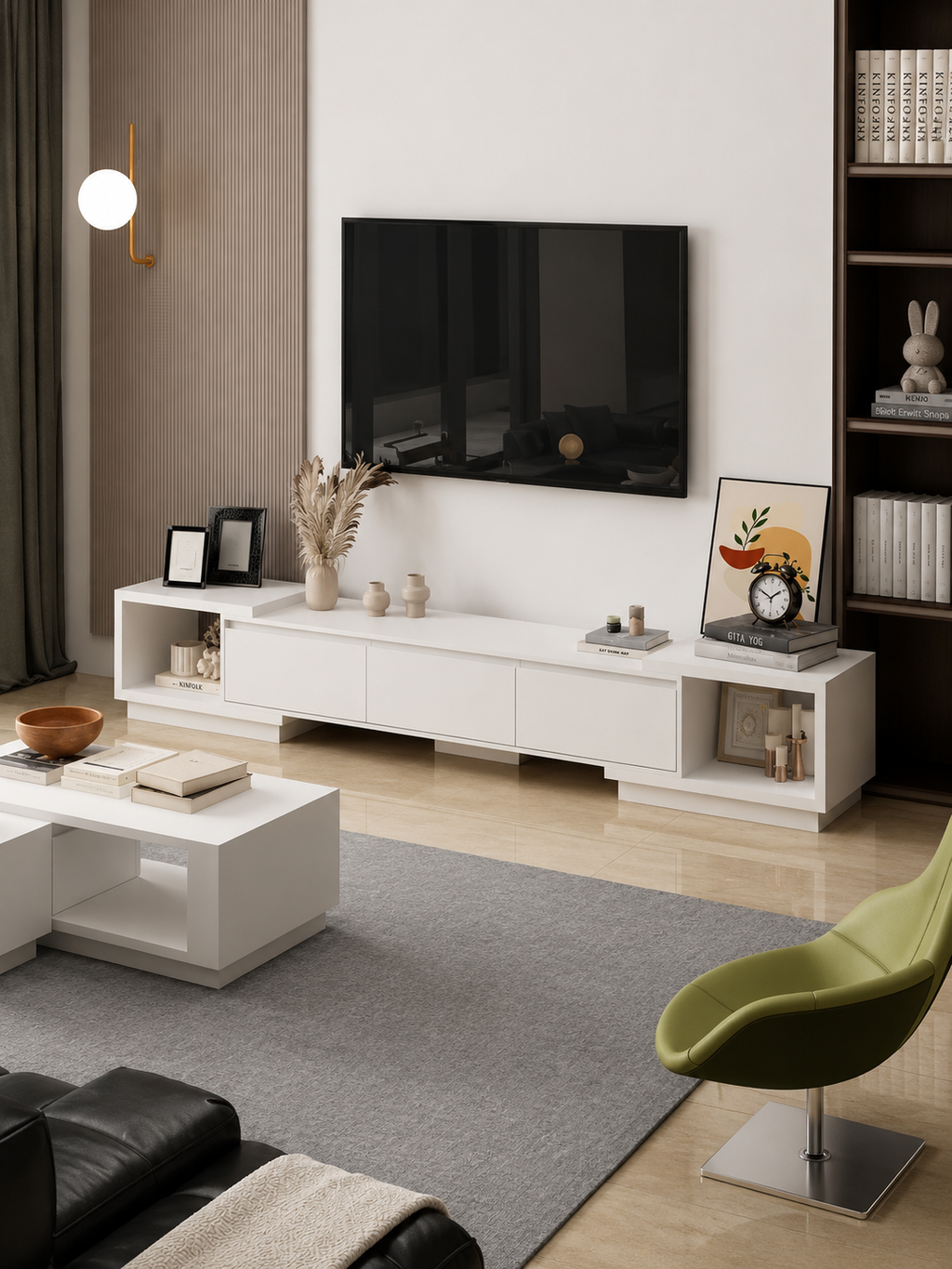 Mesa de TV Expandible Mallorca color Blanco 3 cajones TU MESITA