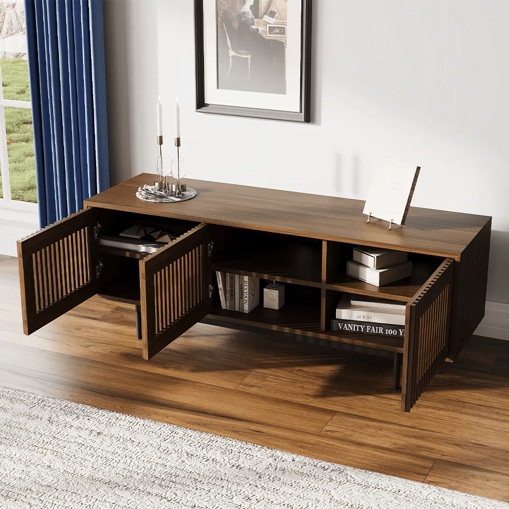 APARADOR MESA DE TV RYU COLOR MARRÓN 3 PUERTAS TU MESITA