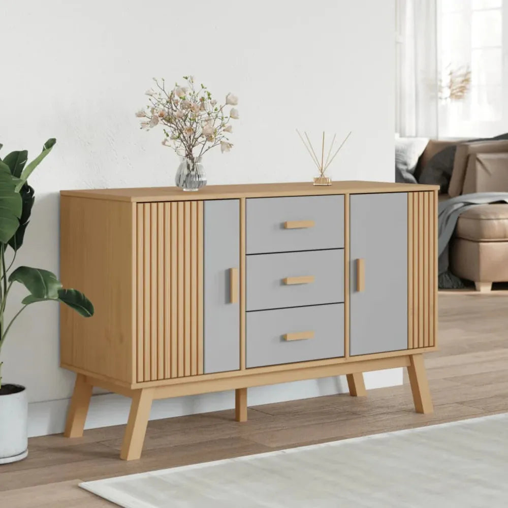 Aparador Moderno Hilary color Haya/Gris TU MESITA 2 puertas 3 cajones