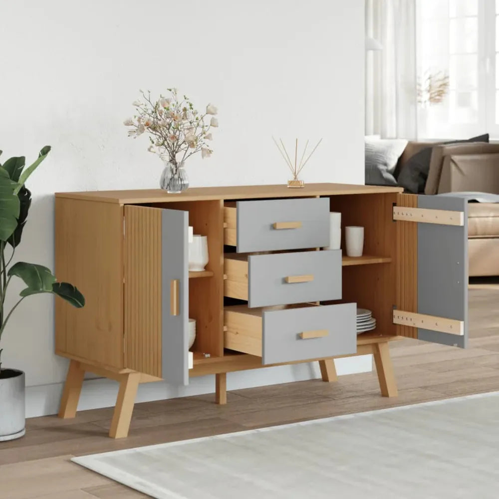 Aparador Moderno Hilary color Haya/Gris TU MESITA 2 puertas 3 cajones