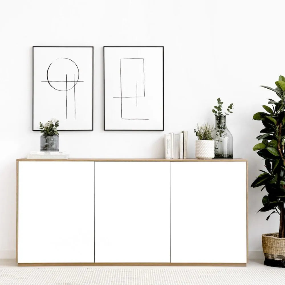 Aparador Moderno Mikela 3 puertas color RobleBlanco TU MESITA