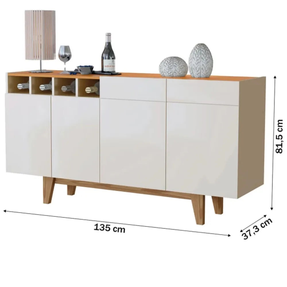 Aparador elegante 4 puertas Dario color Blanco/Duna TU MESITA