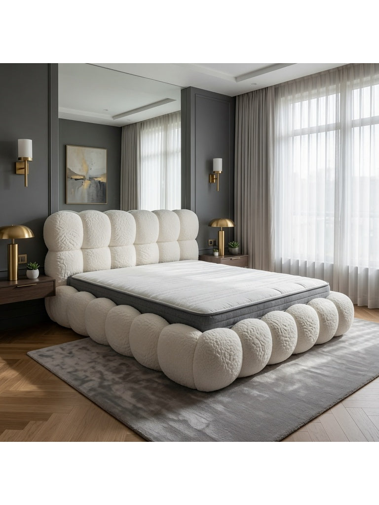 Cama Box Celine 2 Plazas Blanco Tarima + Cabecera TU MESITA