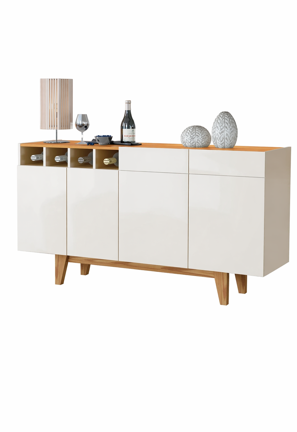 Aparador elegante 4 puertas Dario color Blanco/Duna TU MESITA
