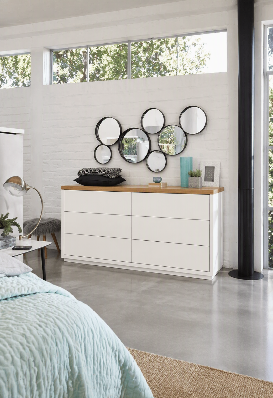 COMODA TU MESITA FABIANA CLASICA 6 CAJONES BLANCO MARRON