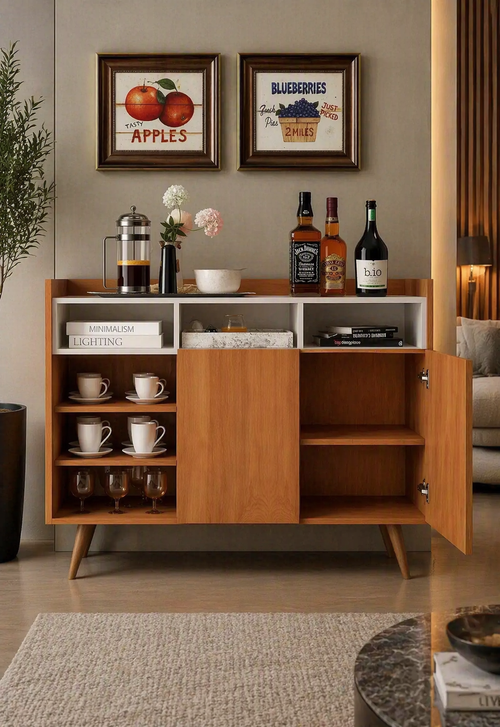 Aparador Elegante 2 puertas Germán color Duna/Blanco TU MESITA