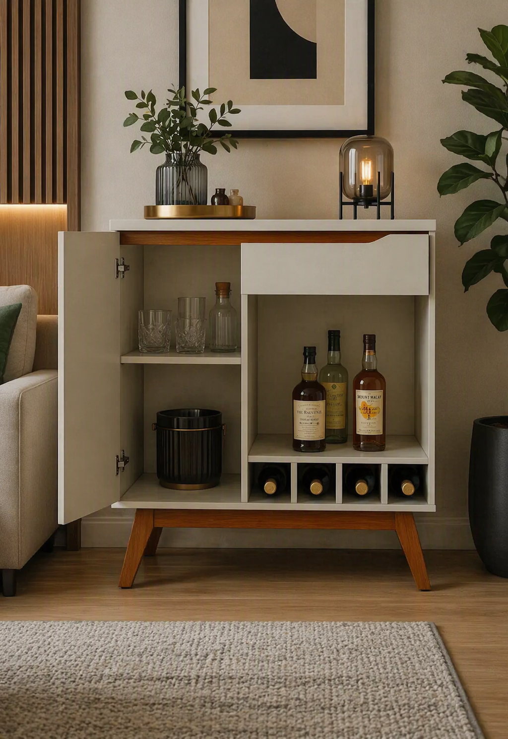 AparadorBar Moderno Puquio color BlancoDuna TU MESITA