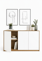 Aparador Moderno Mikela 3 puertas color RobleBlanco TU MESITA