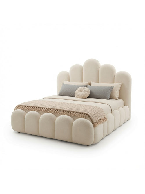 Cama Box Maelle 2 Plazas Marfil Tarima + Cabecera  TU MESITA