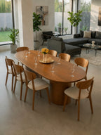 Juego De Comedor TU MESITA Verona Elegante En Madera Natural Con 8 Sillas Orejón
