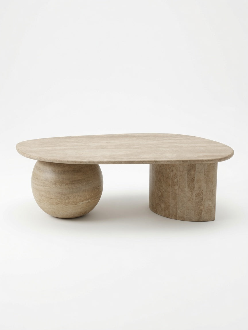 Mesa de Centro Roma Ovalada Piedra Travertino TU MESITA