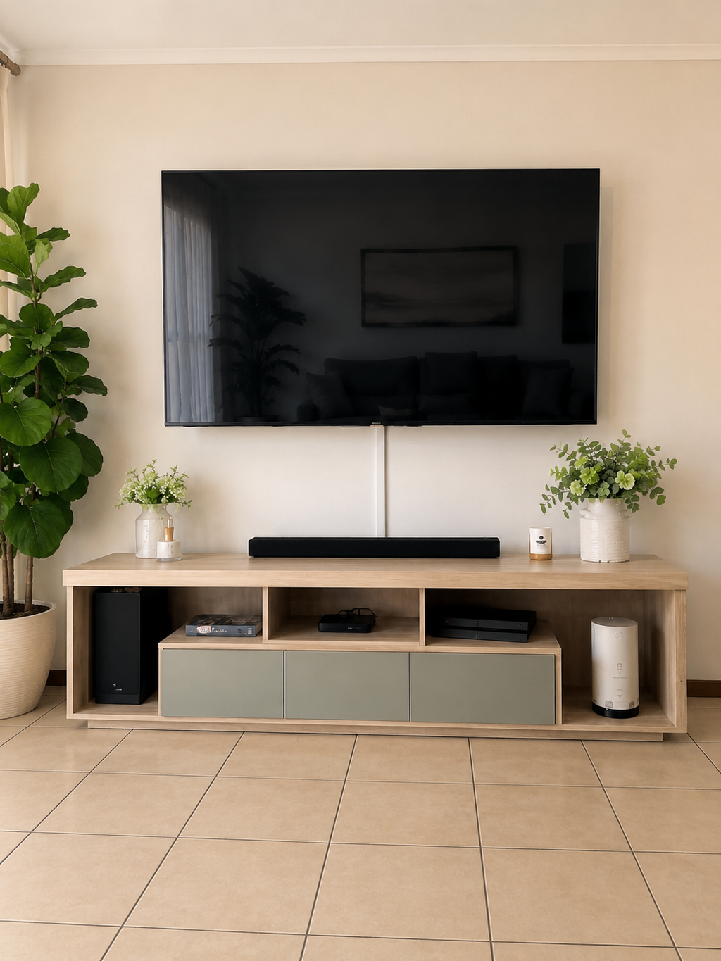 Mesa de TV Minimalista Kaori Rovere y Agave 200 cm de largo