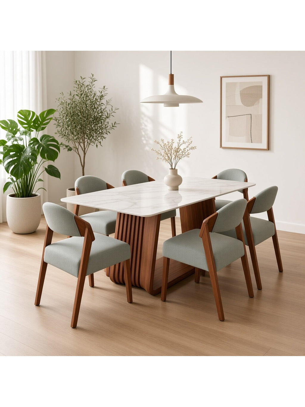 juego de comedor valentina 6 sillas con piedra sinterizada