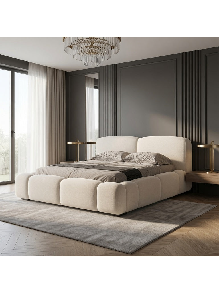 Cama Box Narella King Blanco Aesthetic Tarima + Cabecera TU MESITA