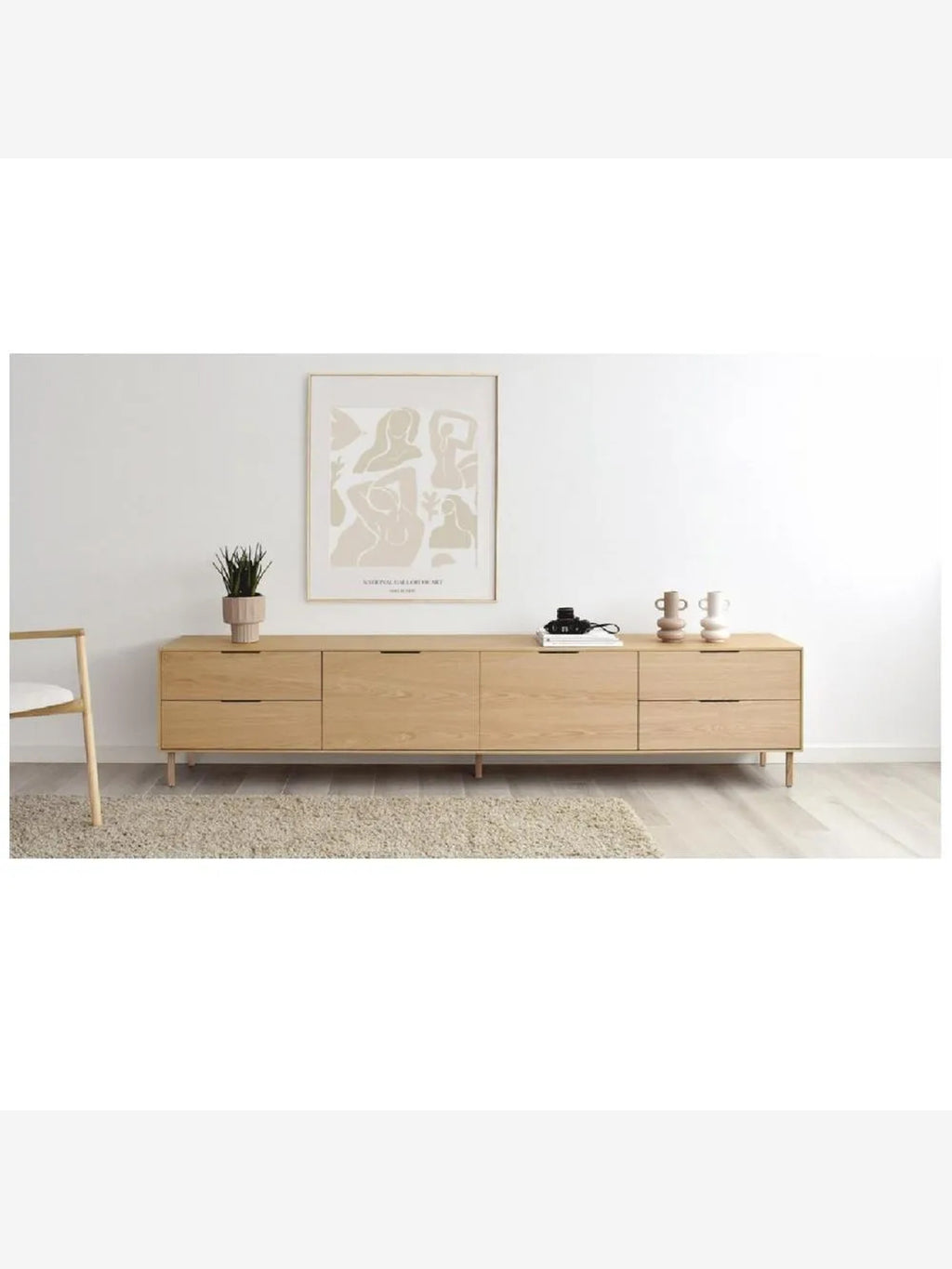 Mesa TV Nórdica Bullet color Natural 4 cajones 2 puertas TU MESITA