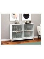 VITRINA BAJA TU MESITA LUCERO COLOR BLANCO 4 PUERTAS