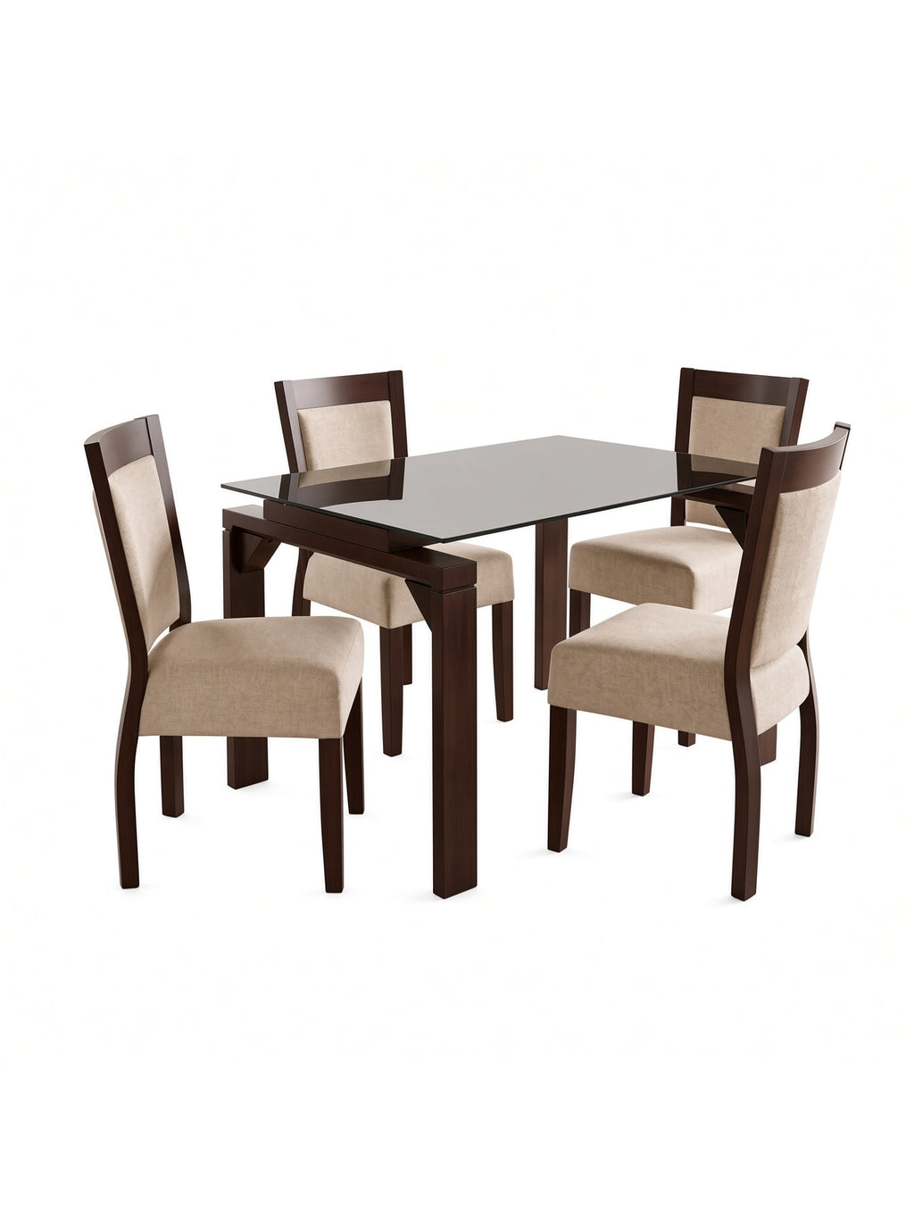 juego de comedor nápoles 4 sillas con vidrio bronce, vista de detalle del acabado