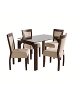 juego de comedor nápoles 4 sillas con vidrio bronce, vista de detalle del acabado