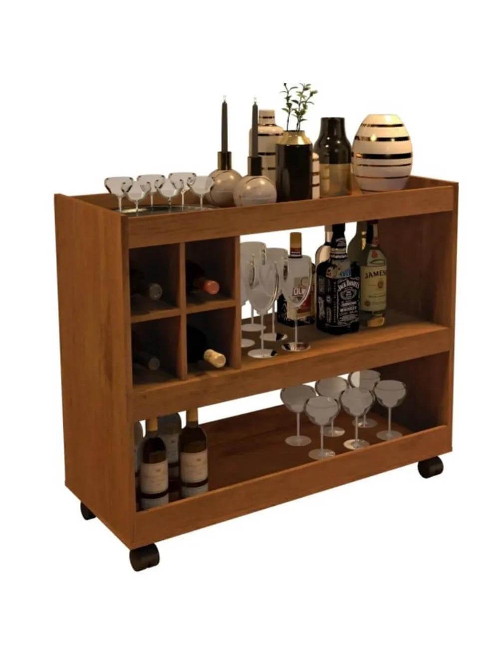 Mueble Bar con ruedas Praga color Marrón claro TU MESITA