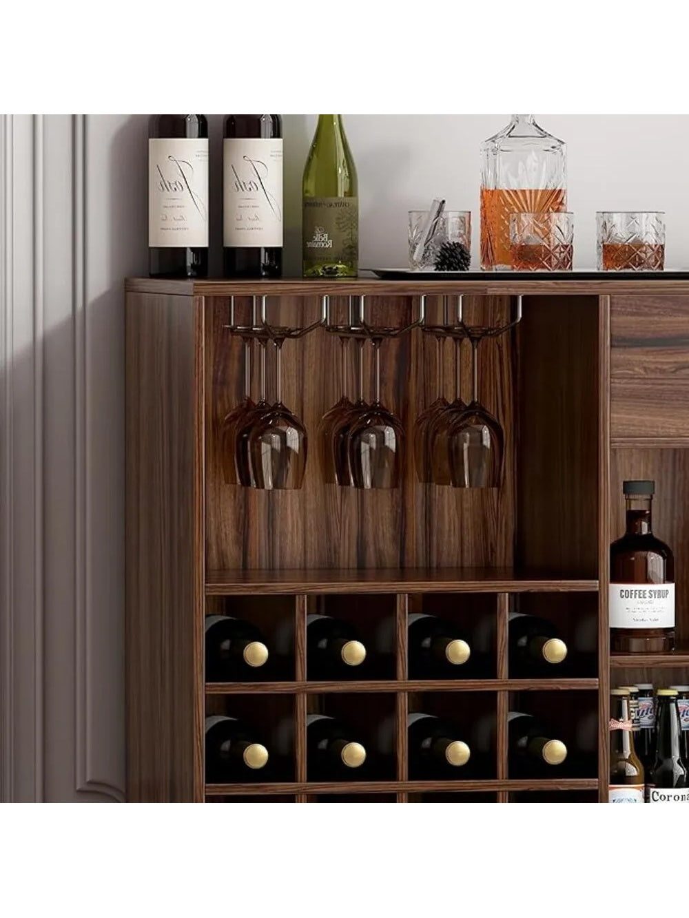 Mueble de Bar Moderno con Porta Vinos & Copas Catania TU MESITA
