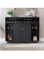 Mueble de Bar Moderno Porta Vinos & Copa Córdova Negro TU MESITA