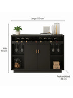 Mueble de Bar Moderno Porta Vinos & Copa Córdova Negro TU MESITA