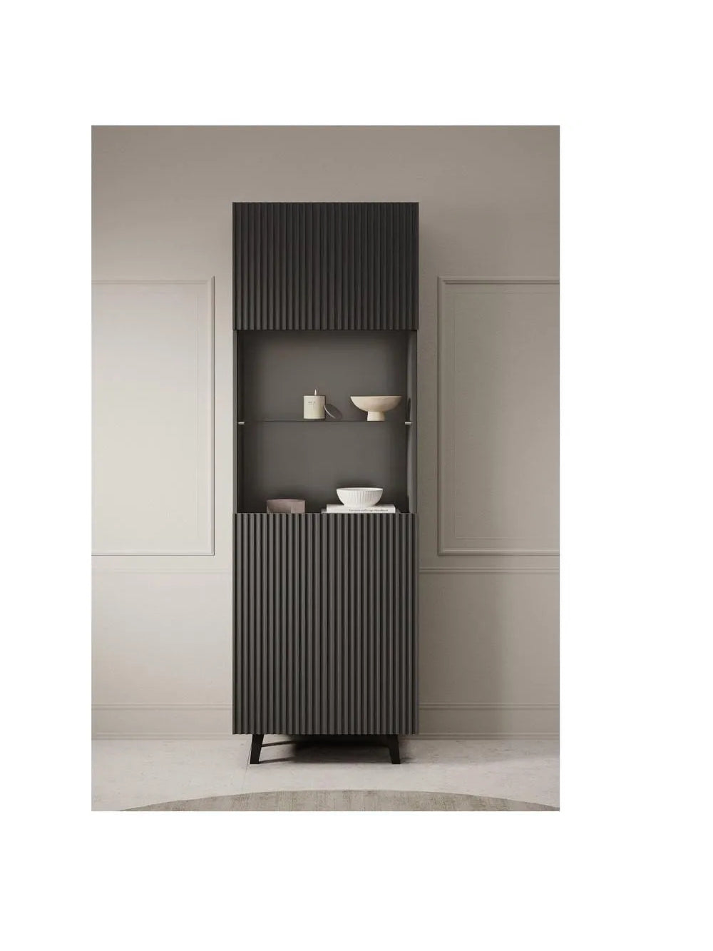 Vitrina Moderna TU MESITA Bastian color Negro 2 puertas