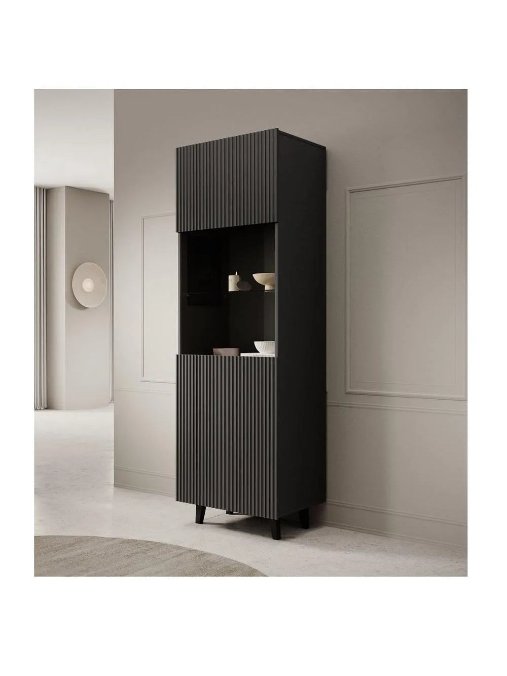Vitrina Moderna TU MESITA Bastian color Negro 2 puertas